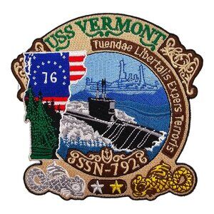 USS Vermont SSN-792B Embroidered Patch 4"x4.5" Iron-On Navy Submarine Military B